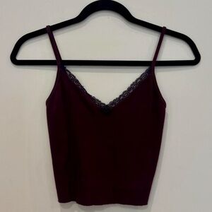 Brandy Melville Burgundy Lace Trim Tank Top